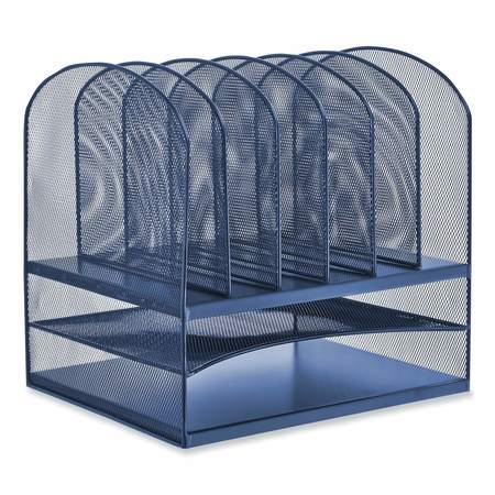 SAFCO Onyx Desk Organizer w/Two Horizontal and Six Upright Sections, Letter Size, 13.25x11.5x13, Blue 3255BU